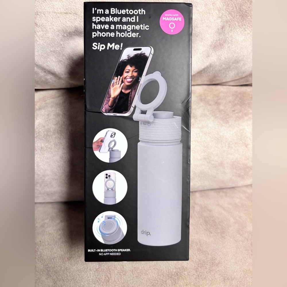 Drip Bluetooth Speaker Water Bottle - Gray NEW - Picture 2 of 5